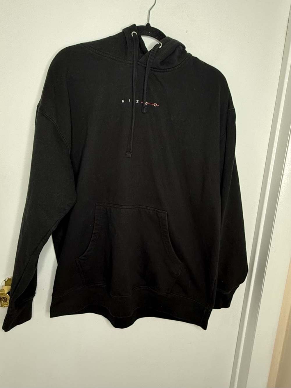 Black Pullover Hoodie with Subtle Chest Stitching